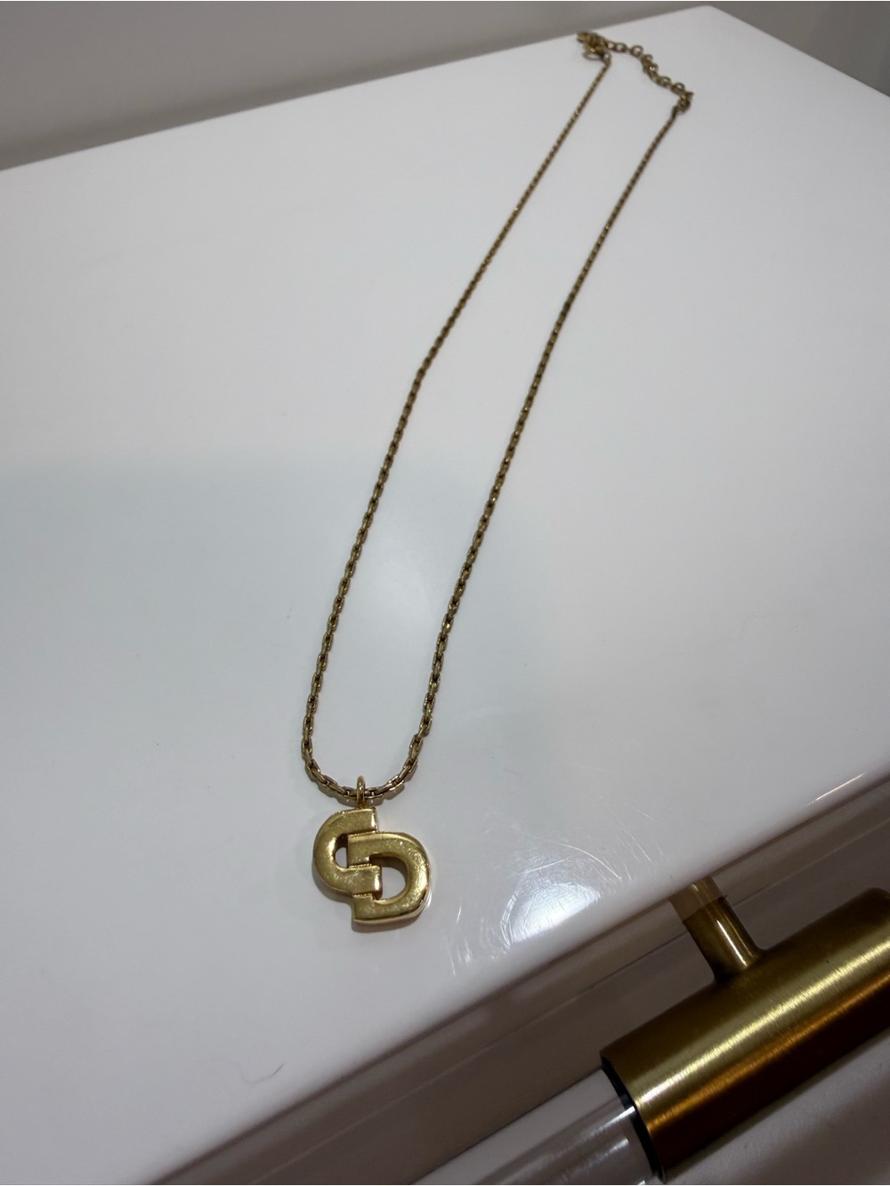 Christian Dior Gold Plated CD Necklace